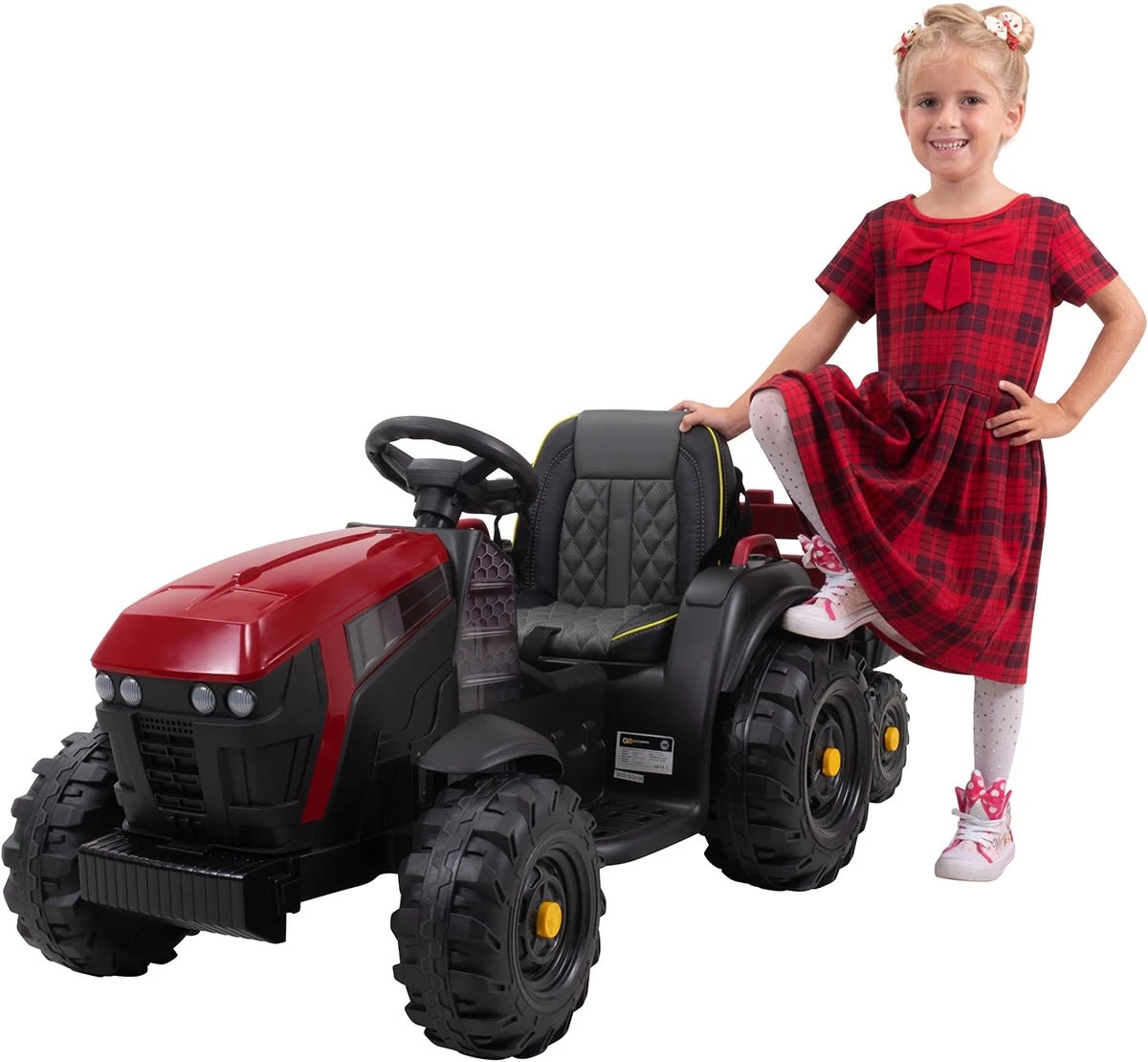 Elektrotraktor Mit Anhänger In Rot/Schwarz 2 Elektrotraktor Mit Anhänger In Rot/Schwarz – Bild 2