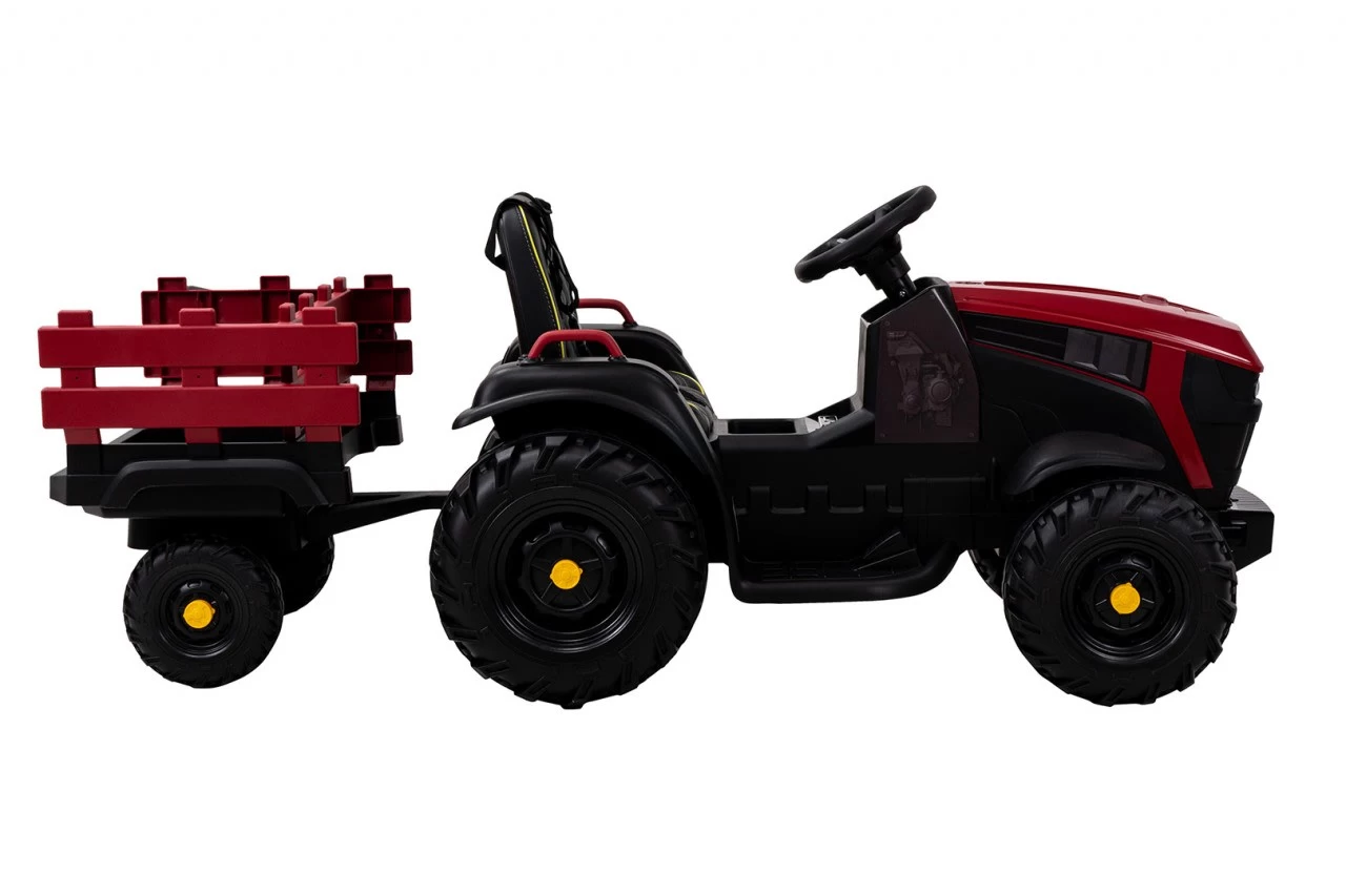 Elektrotraktor Mit Anhänger In Rot/Schwarz 4 Elektrotraktor Mit Anhänger In Rot/Schwarz – Bild 4