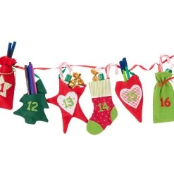 Adventskalender Girlande Rot/grün, 250 Cm