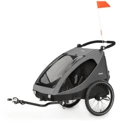 HAUCK Dryk Duo Fahrradanhänger Und Buggy (bis 44kg), Grau/schwarz, Zweisitzer