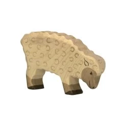 Holztiger Fressendes Schaf Aus Holz In Weiß