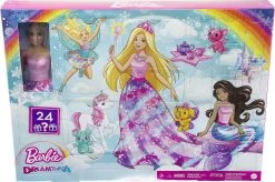 MATTEL Barbie Dreamtopia Märchen-Adventskalender 2022, Meerjungfrau-/Prinzessin-Pu...