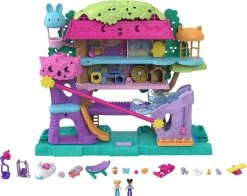 MATTEL Polly Pocket Tierparty Baumhaus Spiel-Set Inkl. 2 Figuren Inkl. Zubehör