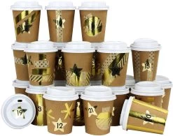 Adventskalender Kaffeebecher 200 Ml Braun-gold