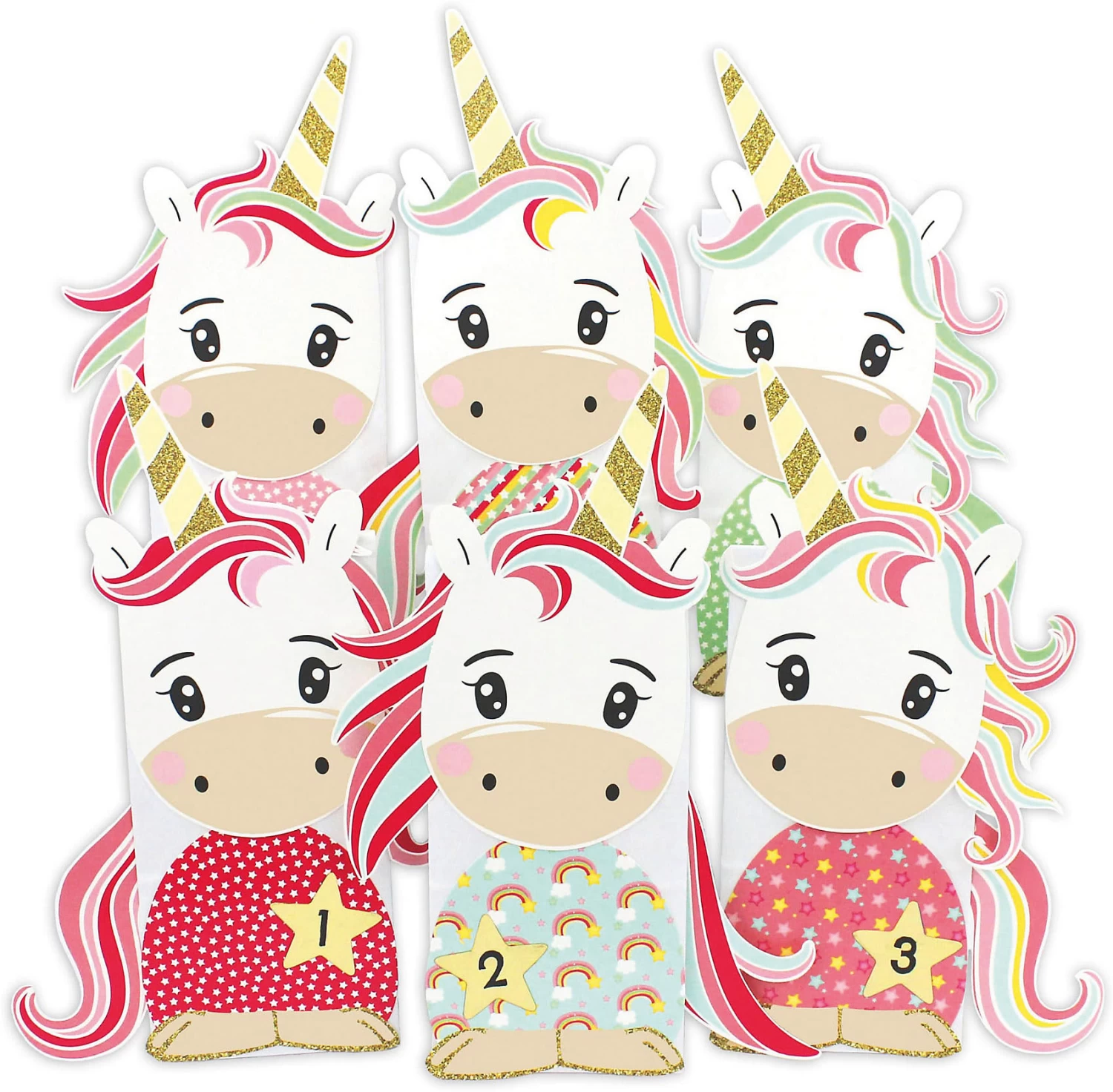 Adventskalender-Set Einhorn - Vorgestanzt - Mit Goldenen Zahlen 1 Adventskalender-Set Einhorn - Vorgestanzt - Mit Goldenen Zahlen
