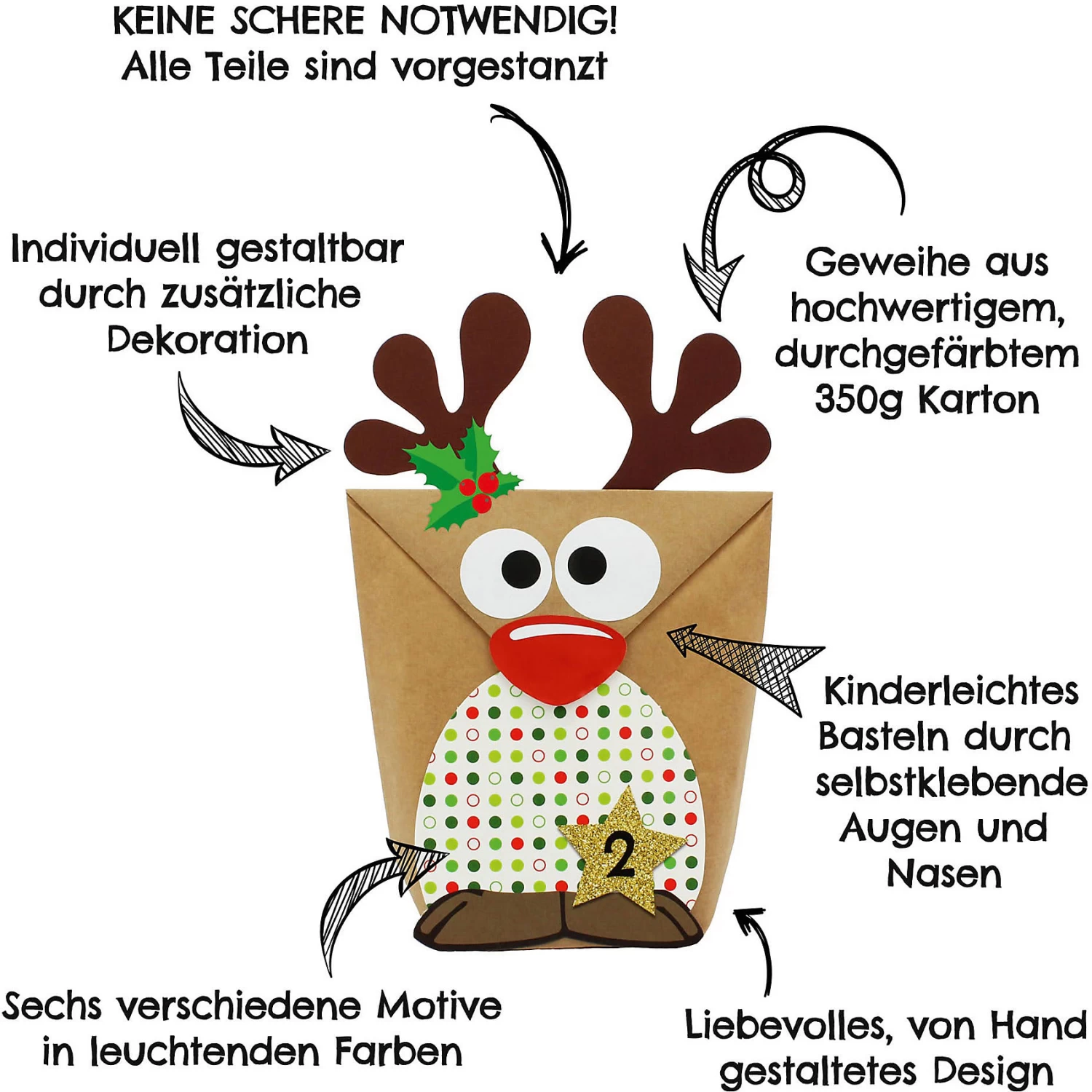 Adventskalender-Set Rentiere - Mit Roten Bäuchen 3 Adventskalender-Set Rentiere - Mit Roten Bäuchen – Bild 3